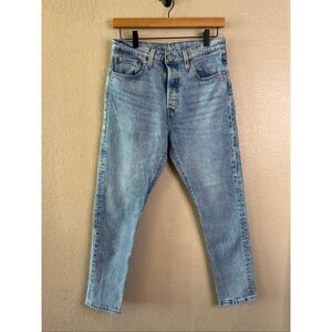 Levis 501S Womens Jeans 28x28 Lightwash Premium Denim Button Fly Skinny Big E
